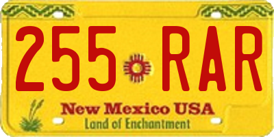 NM license plate 255RAR