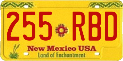 NM license plate 255RBD