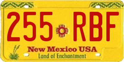 NM license plate 255RBF