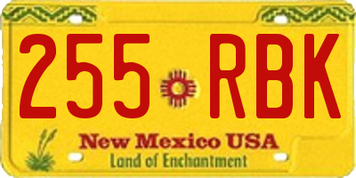 NM license plate 255RBK