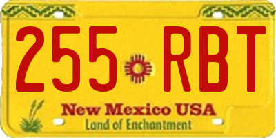 NM license plate 255RBT