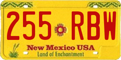 NM license plate 255RBW