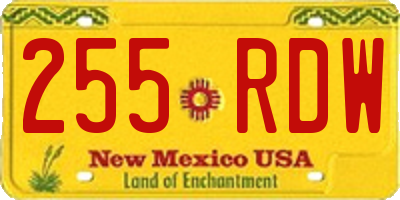NM license plate 255RDW