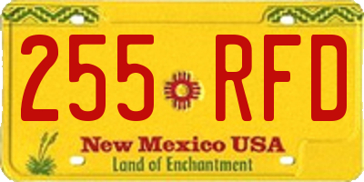 NM license plate 255RFD