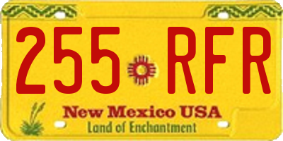 NM license plate 255RFR