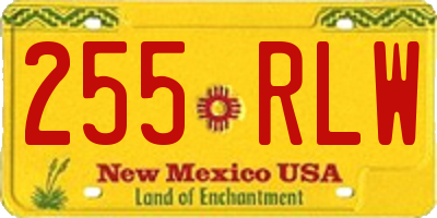 NM license plate 255RLW