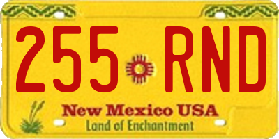NM license plate 255RND
