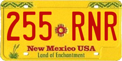 NM license plate 255RNR
