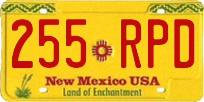 NM license plate 255RPD