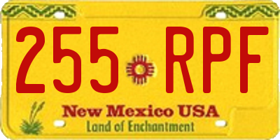 NM license plate 255RPF
