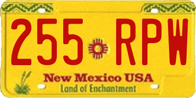 NM license plate 255RPW
