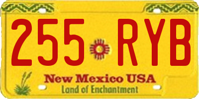 NM license plate 255RYB