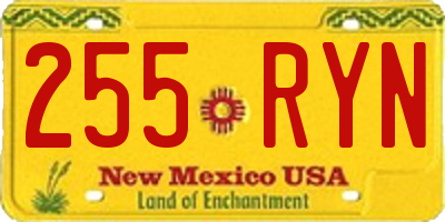 NM license plate 255RYN