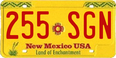 NM license plate 255SGN