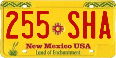 NM license plate 255SHA