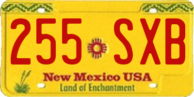 NM license plate 255SXB