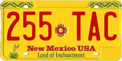 NM license plate 255TAC