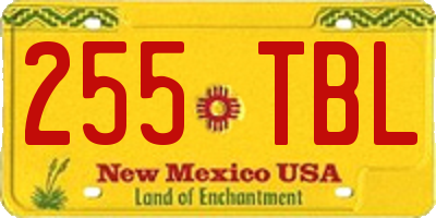 NM license plate 255TBL
