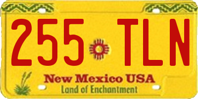 NM license plate 255TLN