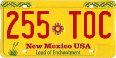 NM license plate 255TOC