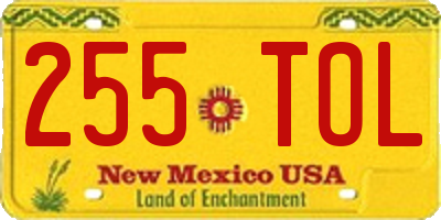 NM license plate 255TOL