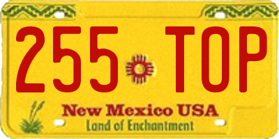 NM license plate 255TOP