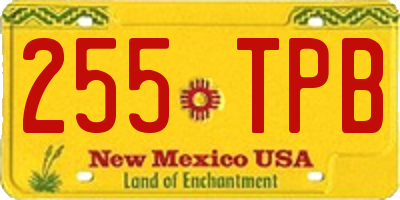NM license plate 255TPB