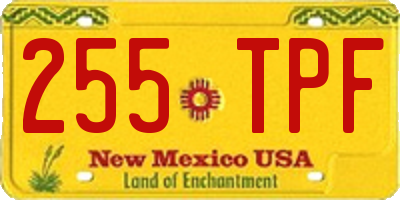 NM license plate 255TPF