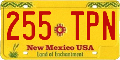NM license plate 255TPN