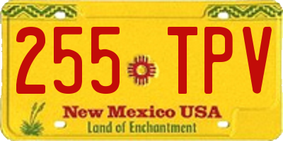 NM license plate 255TPV