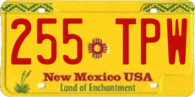 NM license plate 255TPW