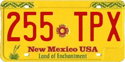 NM license plate 255TPX