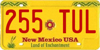 NM license plate 255TUL