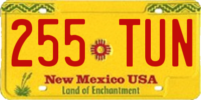 NM license plate 255TUN