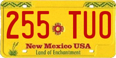NM license plate 255TUO