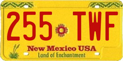 NM license plate 255TWF