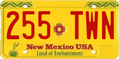 NM license plate 255TWN