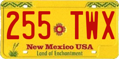 NM license plate 255TWX