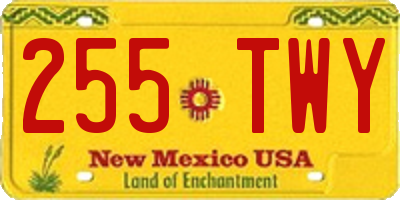 NM license plate 255TWY