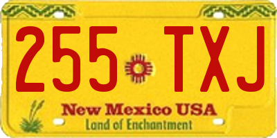 NM license plate 255TXJ