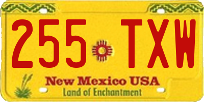 NM license plate 255TXW