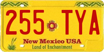 NM license plate 255TYA