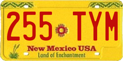 NM license plate 255TYM