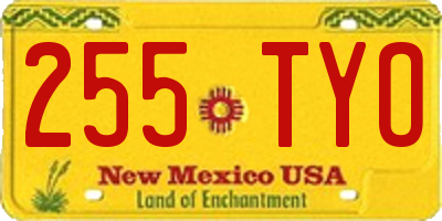 NM license plate 255TYO