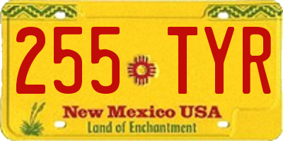 NM license plate 255TYR