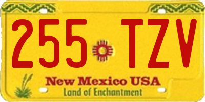 NM license plate 255TZV