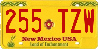 NM license plate 255TZW