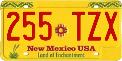 NM license plate 255TZX