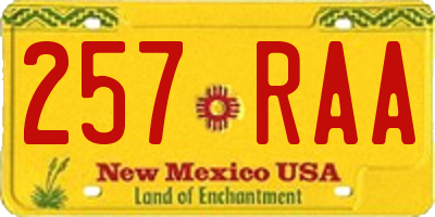 NM license plate 257RAA