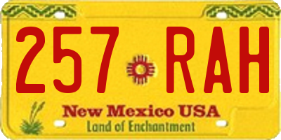 NM license plate 257RAH